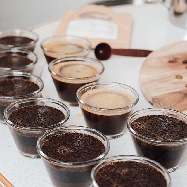 BKI coffee in glasses for tasting to ensure quality and safety 